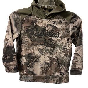 Cabela's Youth Camouflage Hoodie in Olive, Brown & Tan Sweatshirt Sz L